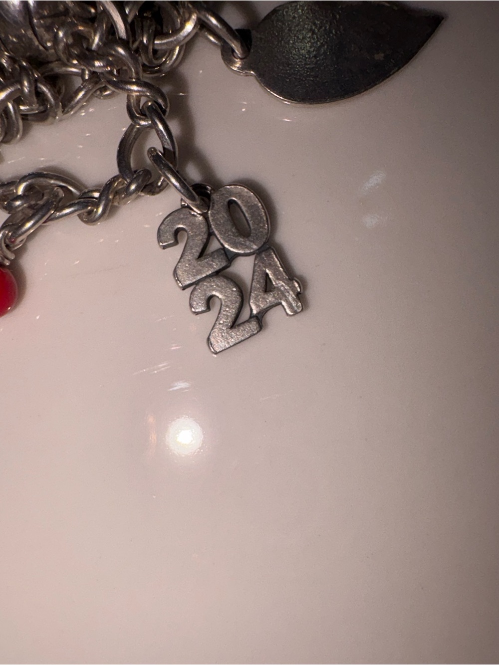 Silver 2024 Charm Bracelet Pendant - Women Jewelry